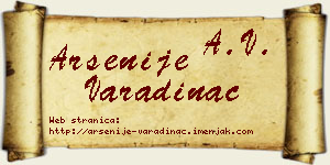 Arsenije Varadinac vizit kartica
